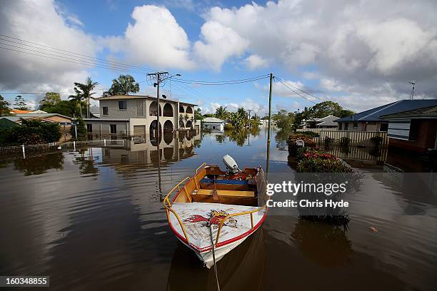 Streets of Bundaberg underwater as parts of southern Queensland experiences record flooding in the wake of Tropical Cyclone Oswald on January 30,...