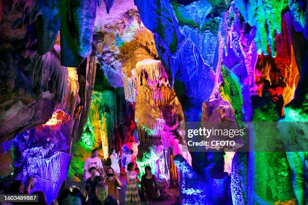 Tourists visit the Jinshui Rock Cave in Guilin, Guangxi Zhuang Autonomous region, China, Aug. 7, 2023. Jinshui Rock Cave is the world famous...