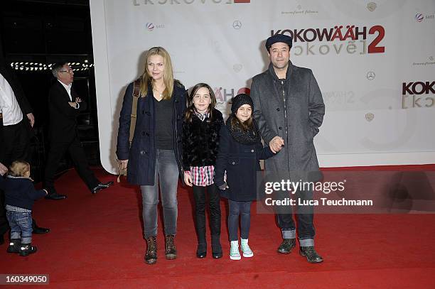 Anna Loos , Jan Joseph Liefers and their children Lilly and Lola attend 'Kokowaeaeh 2' Germany Premiere at Cinestar Potsdamer Platz on January 29,...