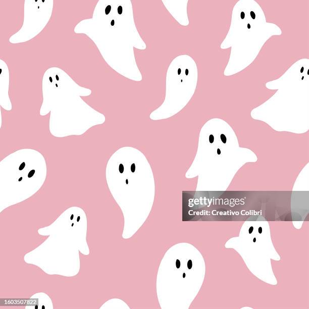 halloween ghost pattern - cute halloween pattern stock illustrations