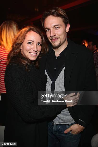 Sanny van Heteren and partner Phil Lovitt attend the after show party to 'Kokowaeaeh 2' - Germany Premiere at Astra on January 29, 2013 in Berlin,...
