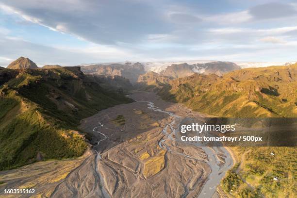 aerial view of landscape against sky - landslag stock pictures, royalty-free photos & images