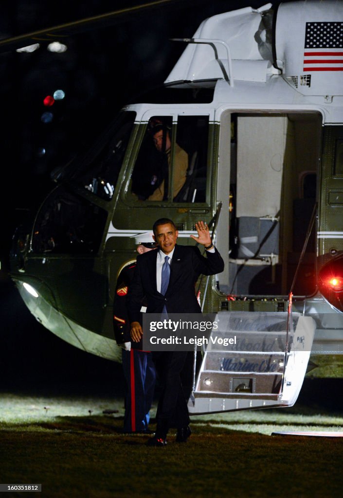 President Obama Returns To Washington, DC