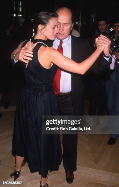 Actor couple Sharon Brophy and Robert Duvall attend the Ballroom Week Kick-Off celebration gala at the Rainbow Room, New York, New York, May 31, 1990.