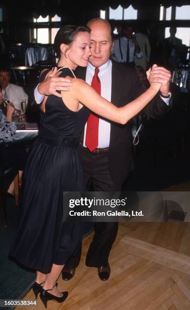 Actor couple Sharon Brophy and Robert Duvall attend the Ballroom Week Kick-Off celebration gala at the Rainbow Room, New York, New York, May 31, 1990.