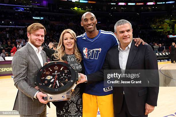 Hublot Beverly Hills Boutique President, Greg Simonian, Los Angeles Lakers Executive Vice President of Business Operations, Jeanie Buss, Los Angeles...