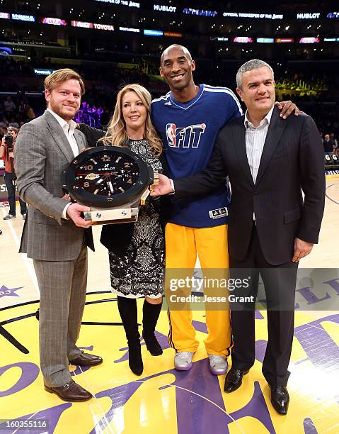 Hublot Beverly Hills Boutique President, Greg Simonian, Los Angeles Lakers Executive Vice President of Business Operations, Jeanie Buss, Los Angeles...