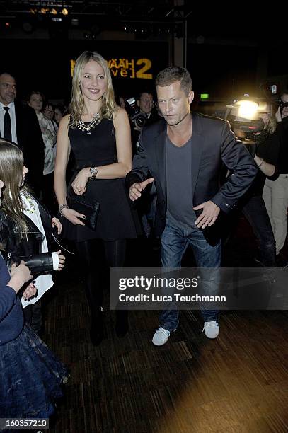 Til Schweiger dances with his daughter Emma and Paula at the after show party to 'Kokowaeaeh 2' - Germany Premiere at Astra on January 29, 2013 in...