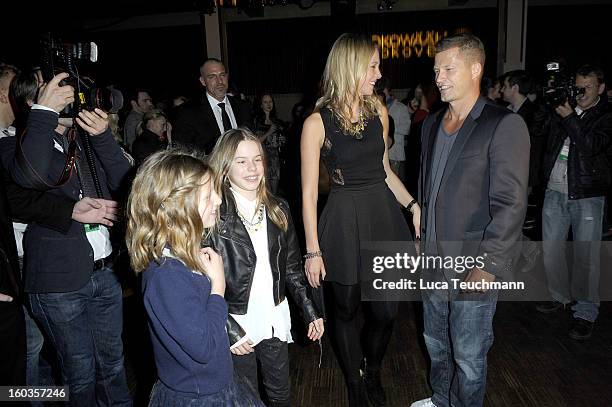 Svenja Holtmann, Til Schweiger dances with his daughter Emma and Paula at the after show party to 'Kokowaeaeh 2' - Germany Premiere at Astra on...