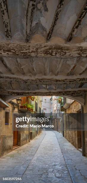 small streets of the village of torà - stone town stock pictures, royalty-free photos & images