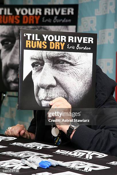 Eric Burdon poses with his album 'Til Your River Runs Dry' at J&R Music World on January 29, 2013 in New York City.