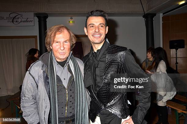 Claude Montana and Eric Tabusch attend the Eric Tibusch Spring/Summer 2013 Haute-Couture show as part of Paris Fashion Week at Hotel D'Evreux on...