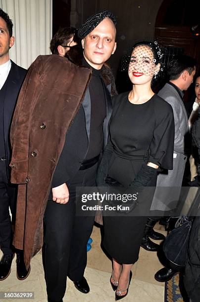 Ali Mahdavi and Dita Von Teese attend the Alexis Mabille Spring/Summer 2013 Haute-Couture show as part of Paris Fashion Week at Mairie du 4e on...