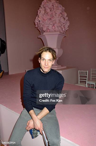 Andy Gillet attends the Alexis Mabille Spring/Summer 2013 Haute-Couture show as part of Paris Fashion Week at Mairie du 4e on January 21, 2013 in...