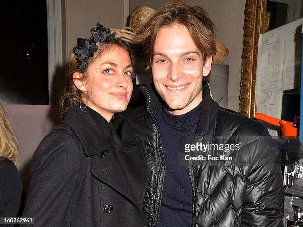 Laure de Clermont Tonnerre and Andy Gillet attend the Alexis Mabille Spring/Summer 2013 Haute-Couture show as part of Paris Fashion Week at Mairie du...