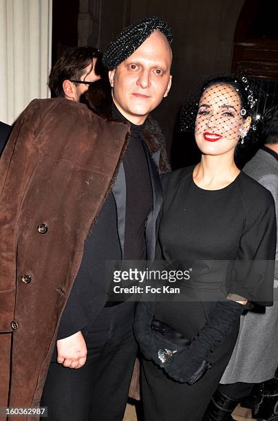 Ali Mahdavi and Dita Von Teese attend the Alexis Mabille Spring/Summer 2013 Haute-Couture show as part of Paris Fashion Week at Mairie du 4e on...