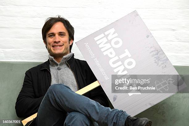 Gael Garcia Bernal attends a photocall to promote his Oscar nominated film 'No', which tells the story of Chilean dictator Augusto Pinochet at The...