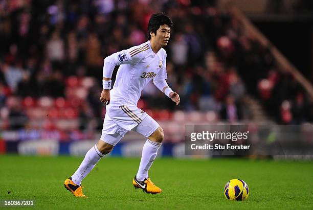 Swansea City player Ki Sung-Yeung in action during the Barclays Premier League match between Sunderland and Swansea City at Stadium of Light on...