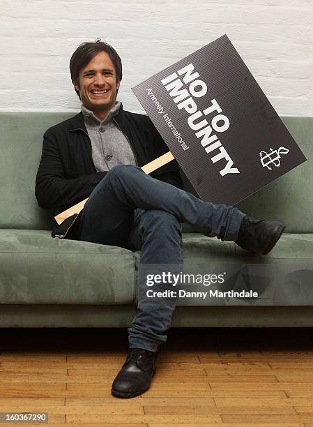 Gael Garcia Bernal attends a photocall to promote his Oscar nominated film 'No', which tells the story of Chilean dictator Augusto Pinochet at The...