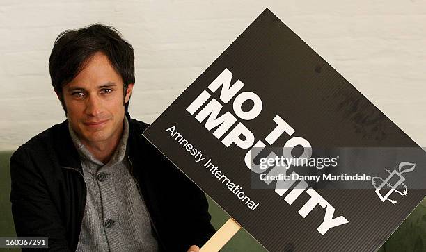 Gael Garcia Bernal attends a photocall to promote his Oscar nominated film 'No', which tells the story of Chilean dictator Augusto Pinochet at The...