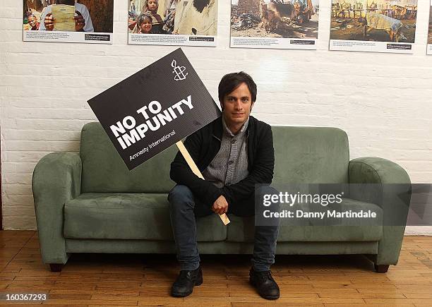 Gael Garcia Bernal attends a photocall to promote his Oscar nominated film 'No', which tells the story of Chilean dictator Augusto Pinochet at The...