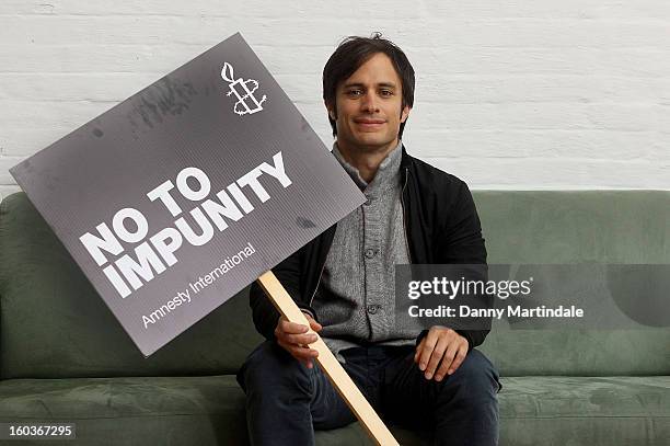 Gael Garcia Bernal attends a photocall to promote his Oscar nominated film 'No', which tells the story of Chilean dictator Augusto Pinochet at The...