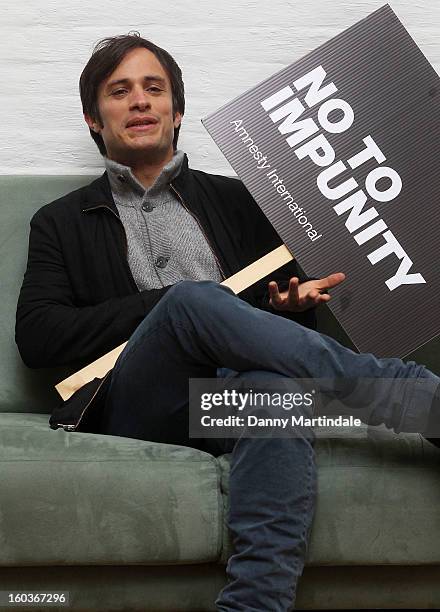 Gael Garcia Bernal attends a photocall to promote his Oscar nominated film 'No', which tells the story of Chilean dictator Augusto Pinochet at The...