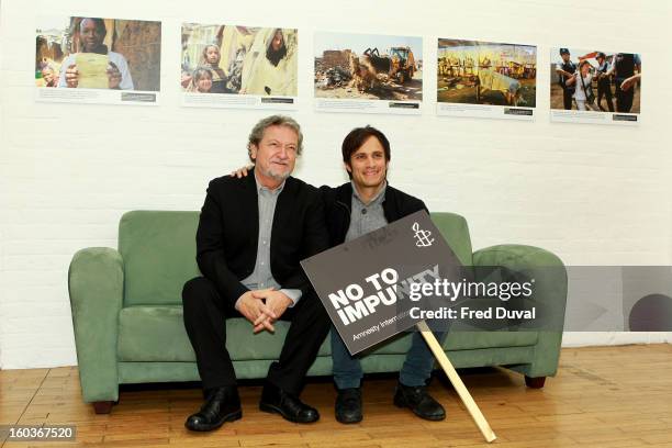 Eugenio Garcia and Gael Garcia Bernal attend a photocall to promote his Oscar nominated film 'No', which tells the story of Chilean dictator Augusto...