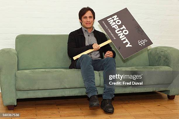 Gael Garcia Bernal attends a photocall to promote his Oscar nominated film 'No', which tells the story of Chilean dictator Augusto Pinochet at The...