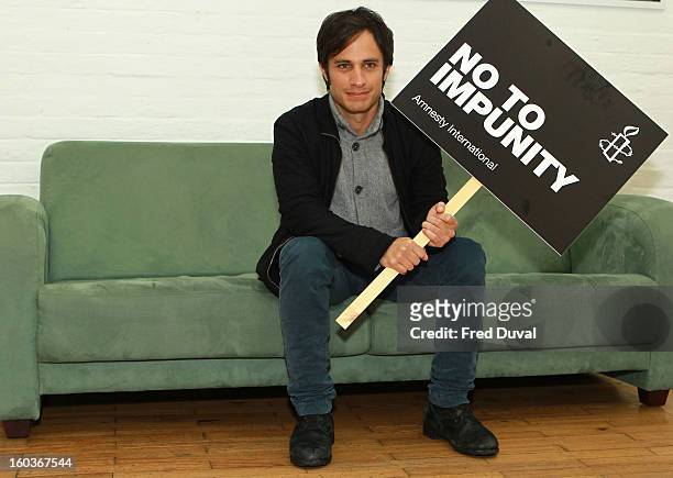 Gael Garcia Bernal attends a photocall to promote his Oscar nominated film 'No', which tells the story of Chilean dictator Augusto Pinochet at The...