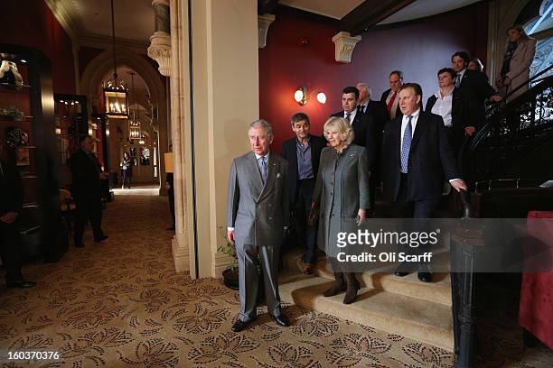 Prince Charles, Prince of Wales and Camilla, Duchess of Cornwall vare accompanied by General Manager Kevin Kelly and co-owners Harry Handelsman and...