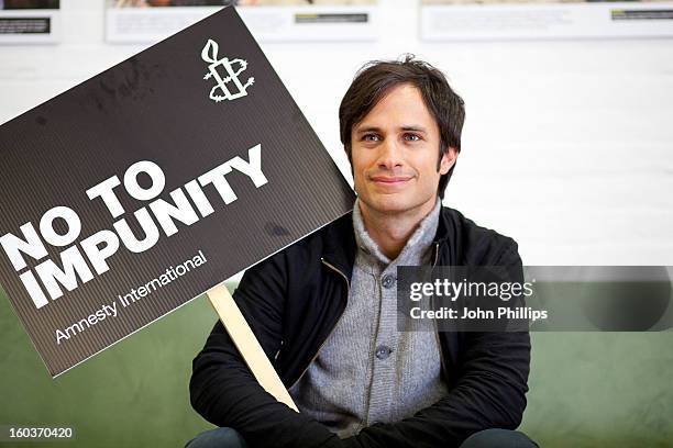 Gael Garcia Bernal attends a photocall to promote his Oscar nominated film 'No', which tells the story of Chilean dictator Augusto Pinochet at The...