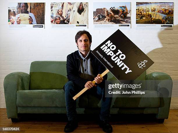 Gael Garcia Bernal attends a photocall to promote his Oscar nominated film 'No', which tells the story of Chilean dictator Augusto Pinochet at The...