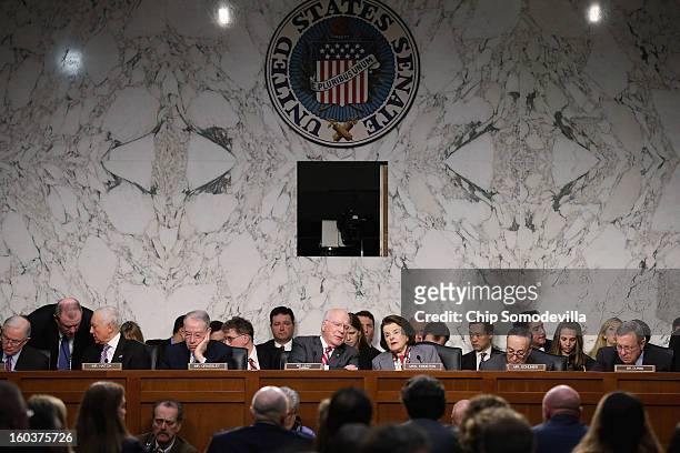 Senate Judiciary Committee members U.S. Sen. John Jeff Sessions , U.S. Sen. John Orrin Hatch , ranking member U.S. Sen. John Chuck Grassley ,...