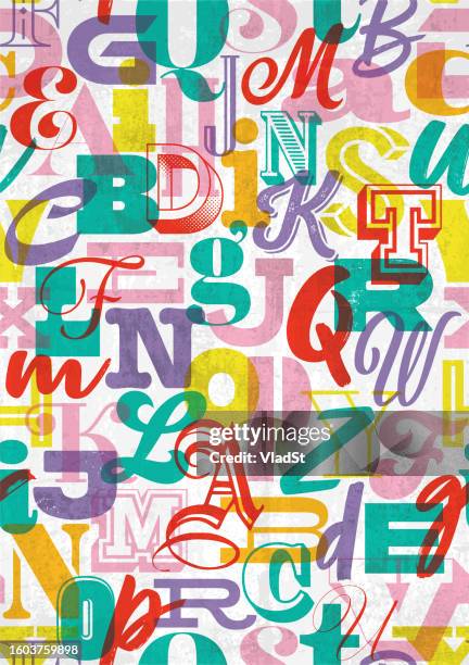 illustrations, cliparts, dessins animés et icônes de alphabet lettres typographie abc seamless pattern grunge background - ordre alphabétique