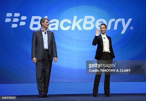 Blackberry, formerly Research in Motion CEO Thorsten Heins, and singer Alicia Keys officially unveil the BlackBerry 10 mobile platform as well as two...