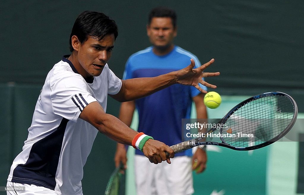 Indian And South Korean Teams Practice Session For Davis Cup Tie