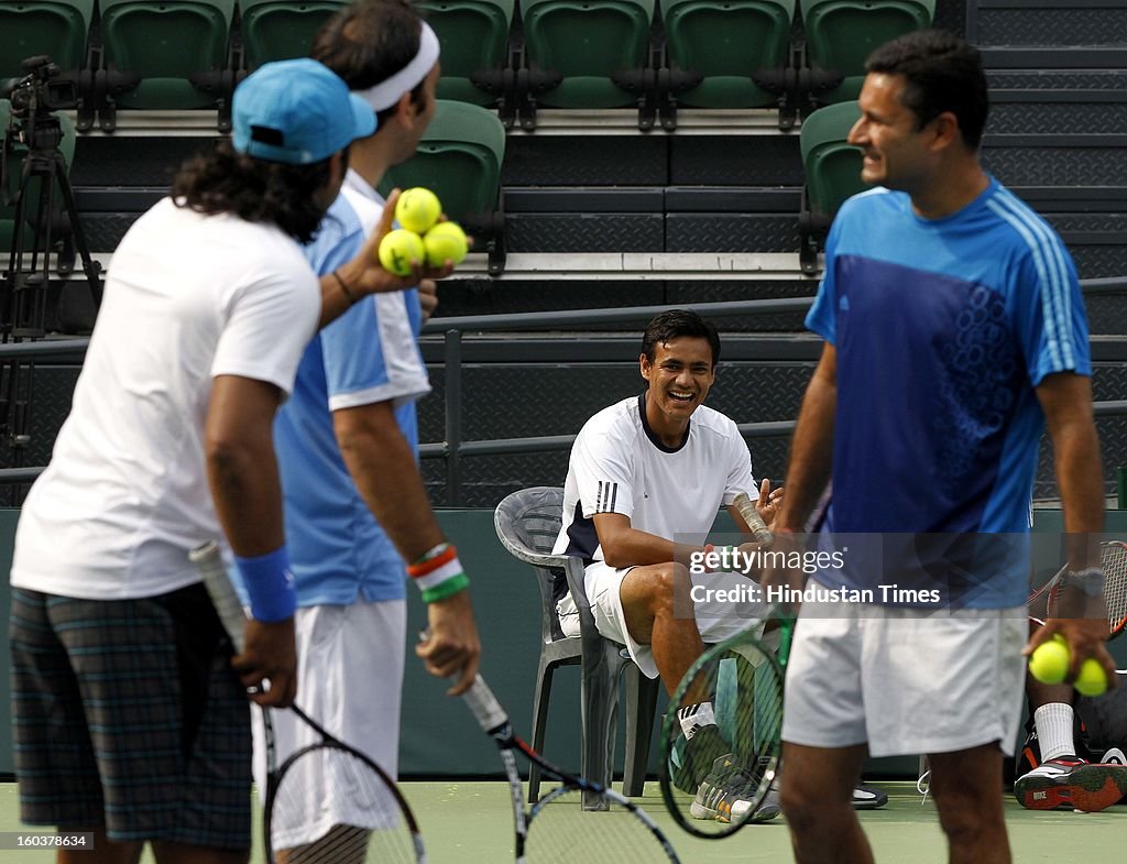 Indian And South Korean Teams Practice Session For Davis Cup Tie