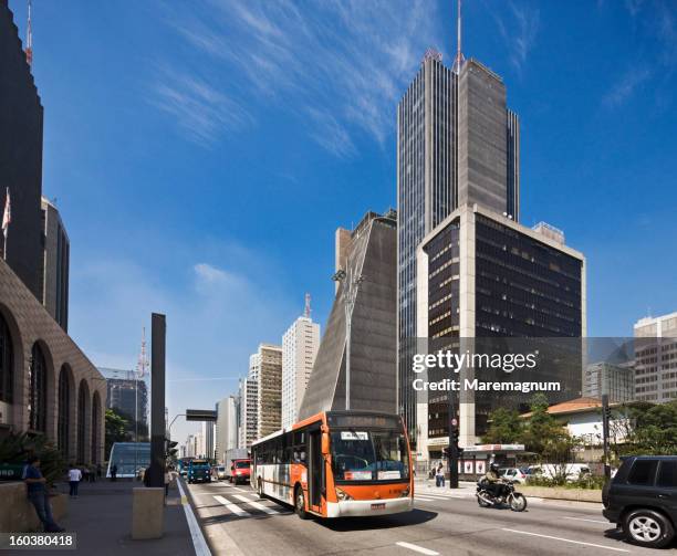 view of avenida (street) paulista - sao paulo ストックフォトと画像