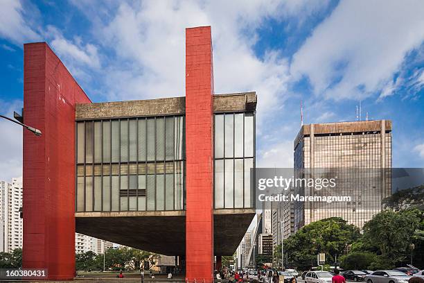 paulista street, são paulo museum of art or masp - art museum of sao paulo stock pictures, royalty-free photos & images