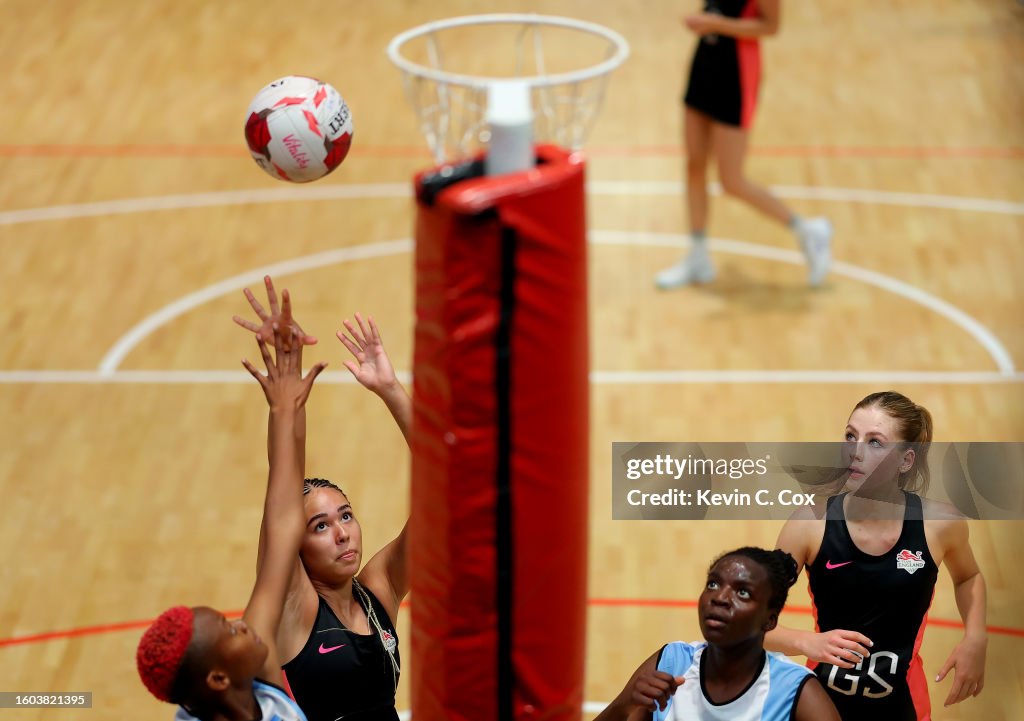Regan Peters of England competes in the FAST5 Netball on day five of ...