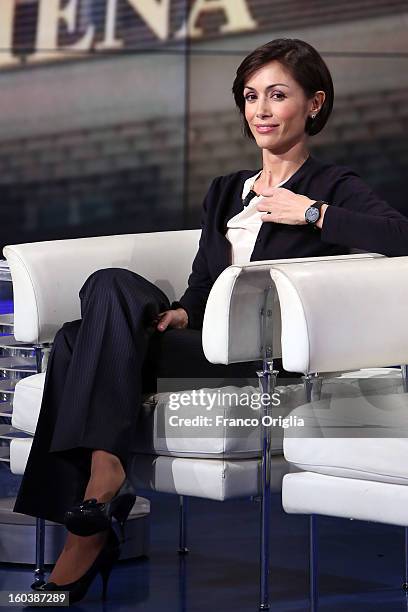 Former minister of the Berlusconi's government and centre-right candidate Mara Carfagna attends 'Porta A Porta' Tv show on January 30, 2013 in Rome,...