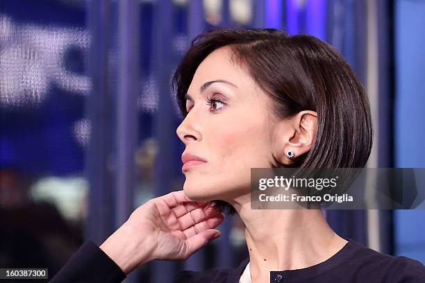 Former minister of the Berlusconi's government and centre-right candidate Mara Carfagna attends 'Porta A Porta' Tv show on January 30, 2013 in Rome,...