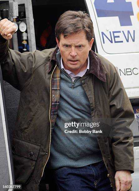 Michael J. Fox On Location For "Michael J. Fox Project" on January 30, 2013 in New York City.