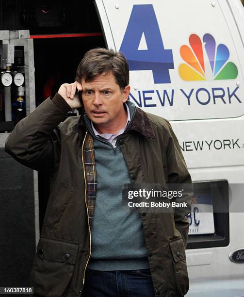 Michael J. Fox On Location For "Michael J. Fox Project" on January 30, 2013 in New York City.