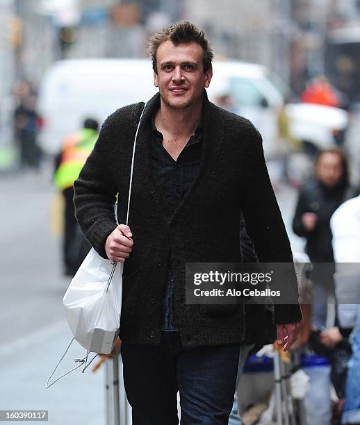 Jason Segel is seen in Soho on January 30, 2013 in New York City.