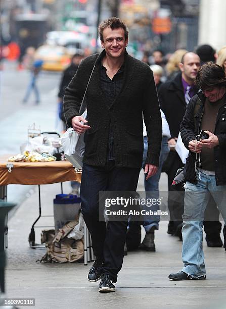 Jason Segel is seen in Soho on January 30, 2013 in New York City.