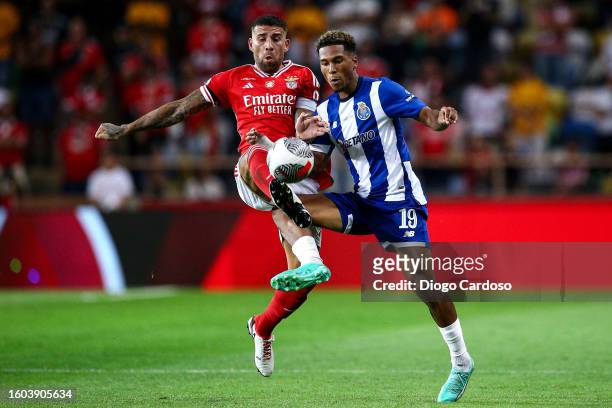 Nicolas Otamendi of SL Benfica and Danny Namaso of FC Porto battle for the ball during the Supercopa de Portugal match between SL Benfica and FC...