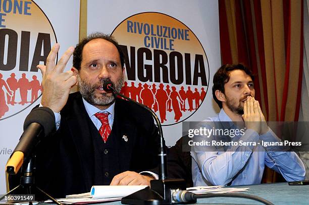 Public Prosecutor Antonio Ingroia Premier candidate with Rivoluzione Civile party in the forthcoming Italian Parliamentary elections in Febraury meet...