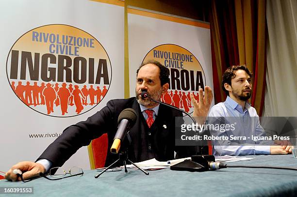 Public Prosecutor Antonio Ingroia Premier candidate with Rivoluzione Civile party in the forthcoming Italian Parliamentary elections in Febraury meet...